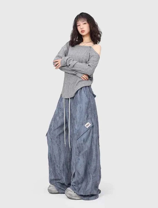 Smog Blue Wasteland Ripped Jazz Pants