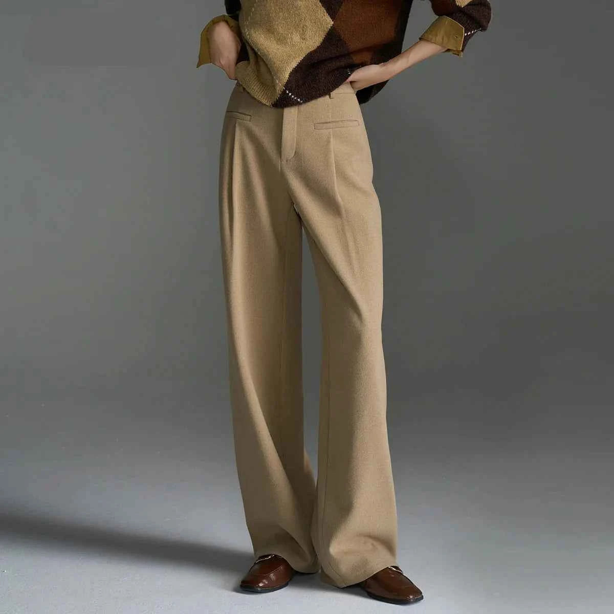 Fashionable Solid Wide Leg Classic Pants