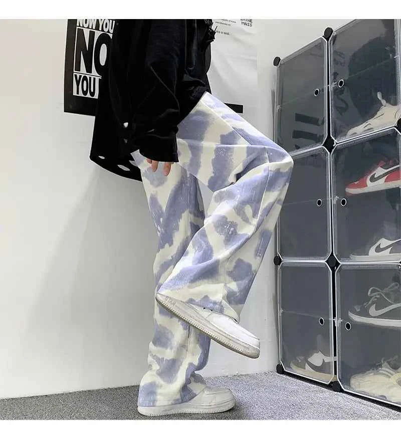 Zebra Printed Wide Leg Denim Jeans