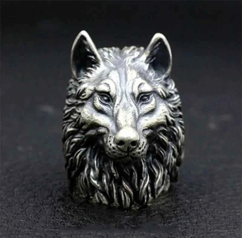 Retro Punk Style Wolf Head Ring