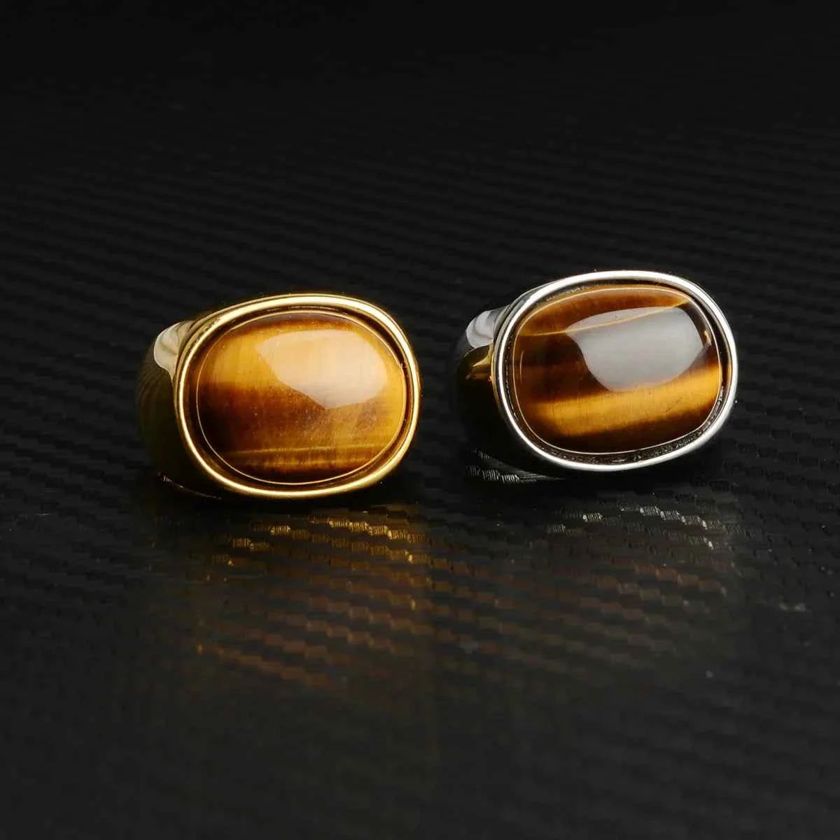 Handmade Retro Gold Tiger Eye Ring