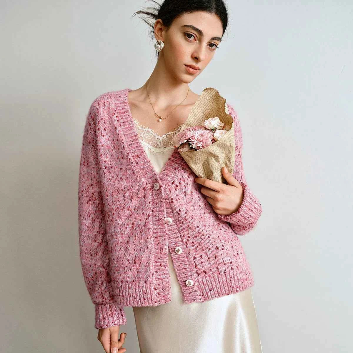 Women Y2K Cozy Chunky Knit V-Neck Cardigan