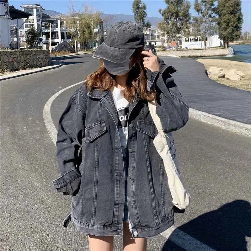 Durable Loose Fit Coat Retro Denim Jacket