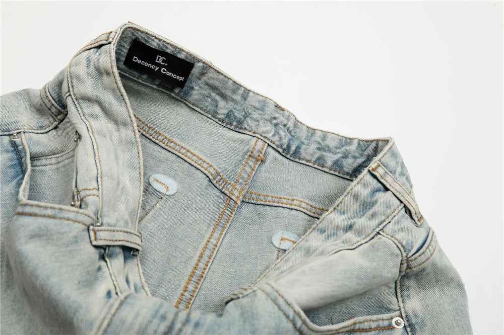 Streetwear Cropped Wide Leg Cropped Denim Short