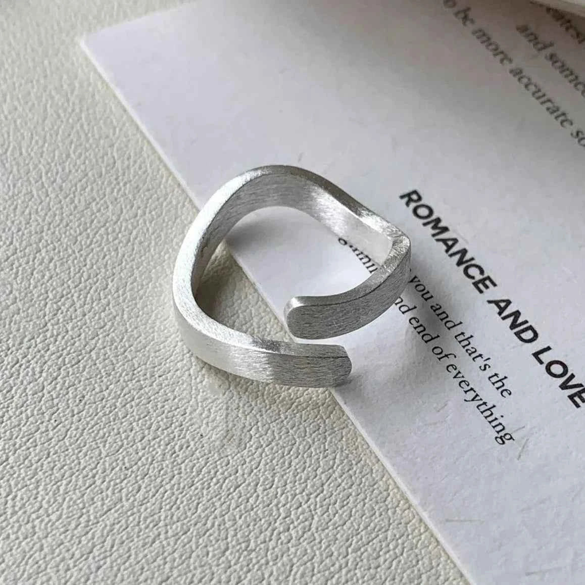 Geometric Asymmetric Matte Sterling Silver Ring
