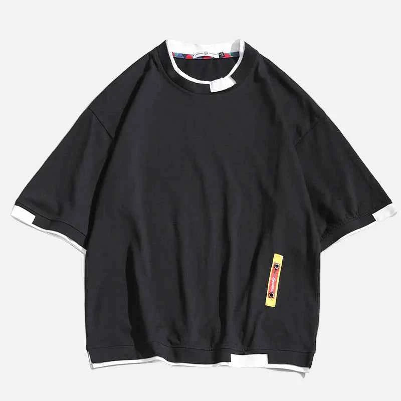 Summer Oversized Fake Two Piece Cotton T-Shirt