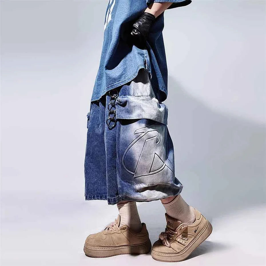 Retro Hip Hop Wide Leg Denim Jorts