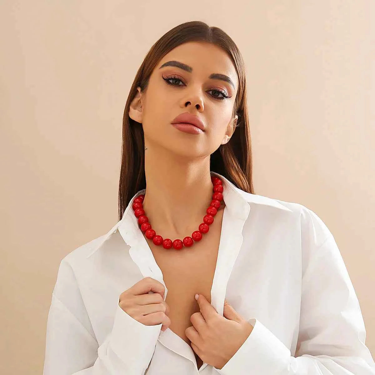 Bold Gothic Red Black Acrylic Necklace