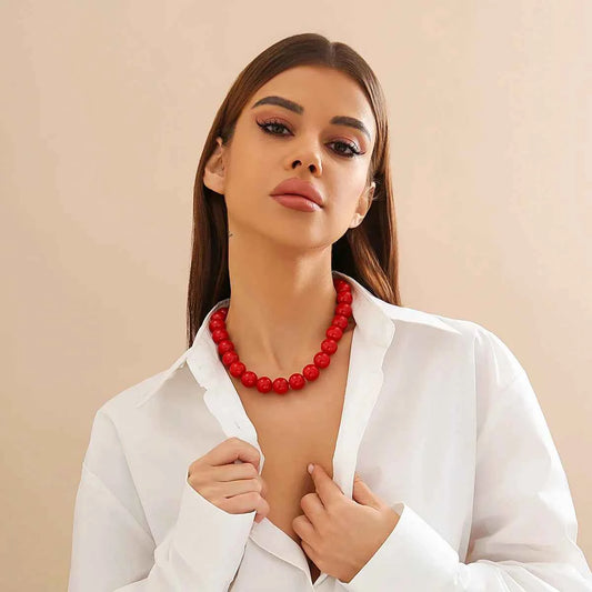Bold Gothic Red Black Acrylic Necklace