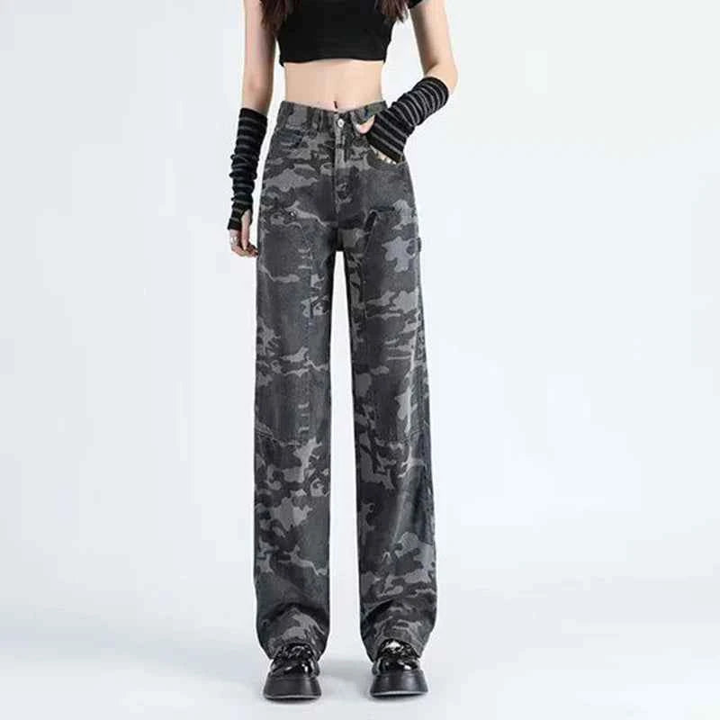 Y2K Camouflage High Waisted Wide Leg Jeans