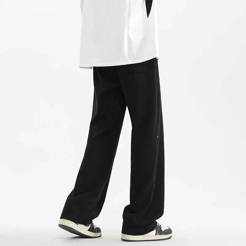 Solid Color Drawstring Sports Wide Leg Jogger
