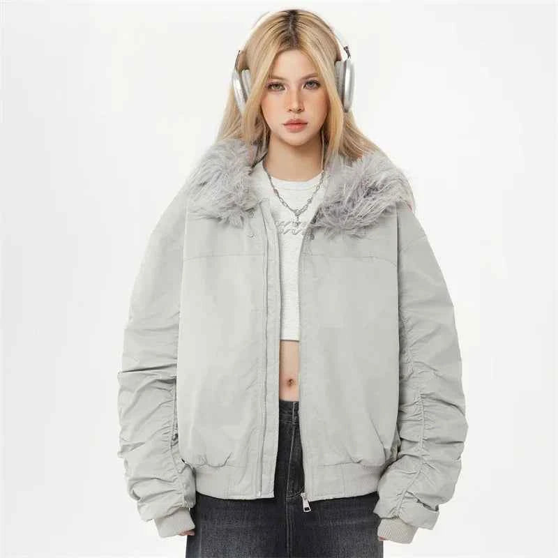 Stylish Lightweight Padded Fur Down Jacket