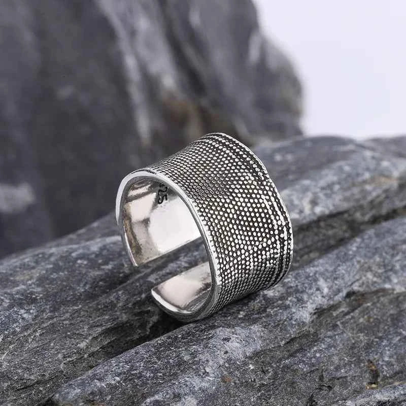 Vintage Thai Silver Tree Bark Texture Ring