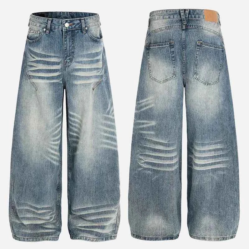 Vintage Moustache Effect Distressed Jeans
