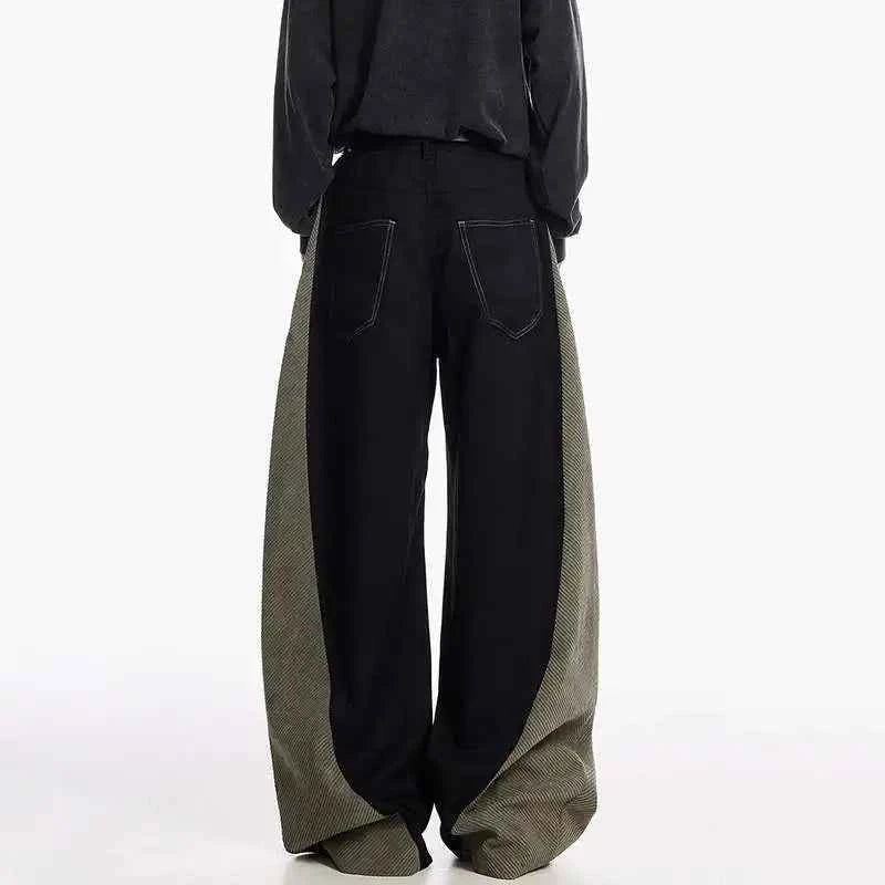 Elegant Black Contrast Loose Fit Jeans