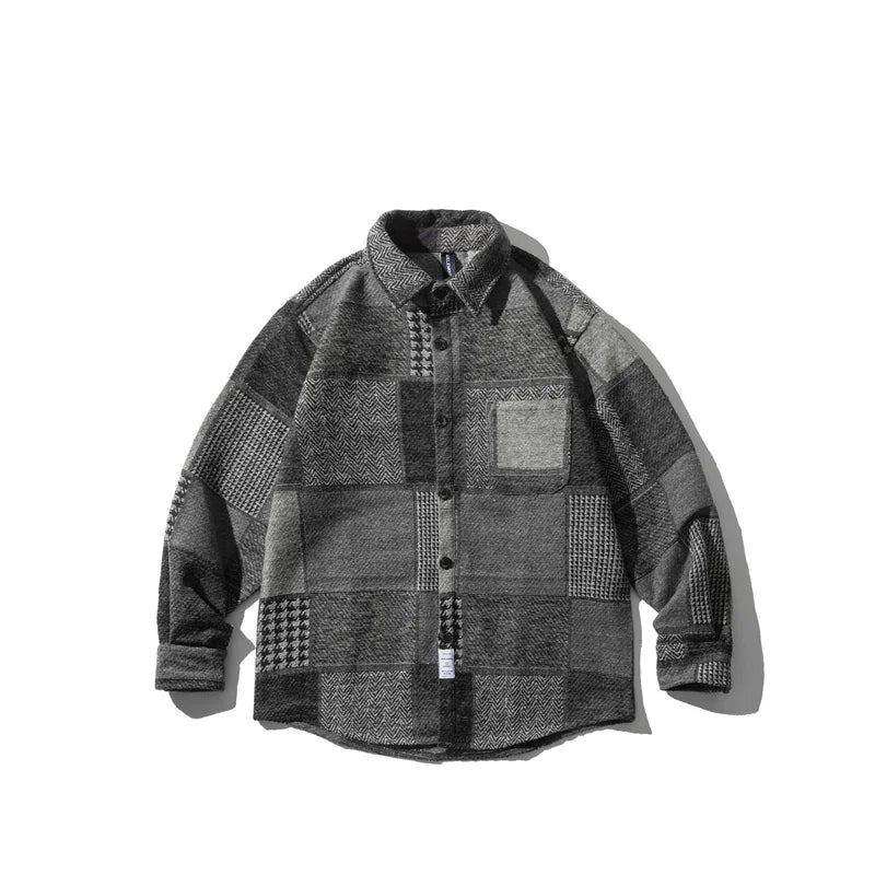 Retro Dark Color Plaid Shirt