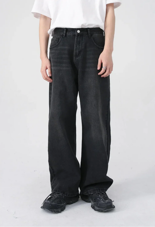 Vintage Distressed Straight Leg Denim Jeans - Luxuryurbanwear
