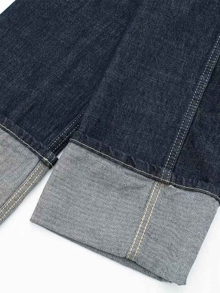 Vintage Chic Blue Lapel Neck Denim Jacket
