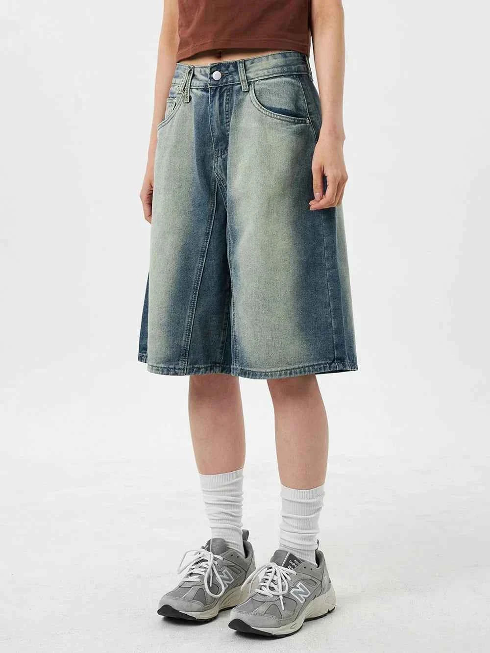 Vintage Ombre Wide Leg Denim Short
