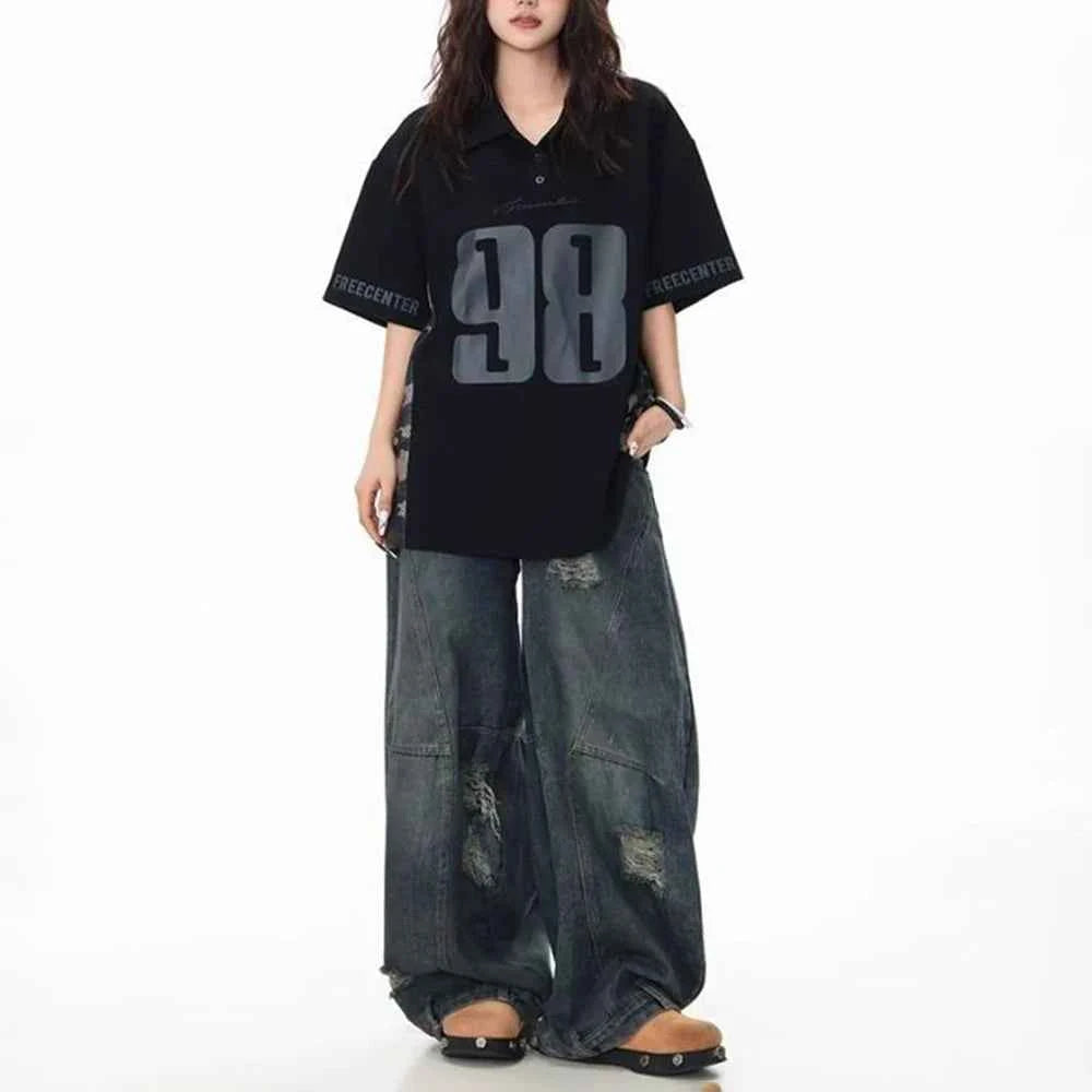 Retro Digital Loose Casual Short-Sleeved T-Shirt