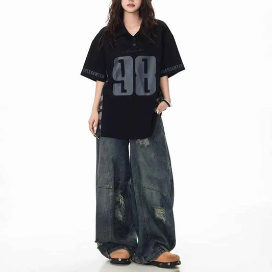 Retro Digital Loose Casual Short-Sleeved T-Shirt