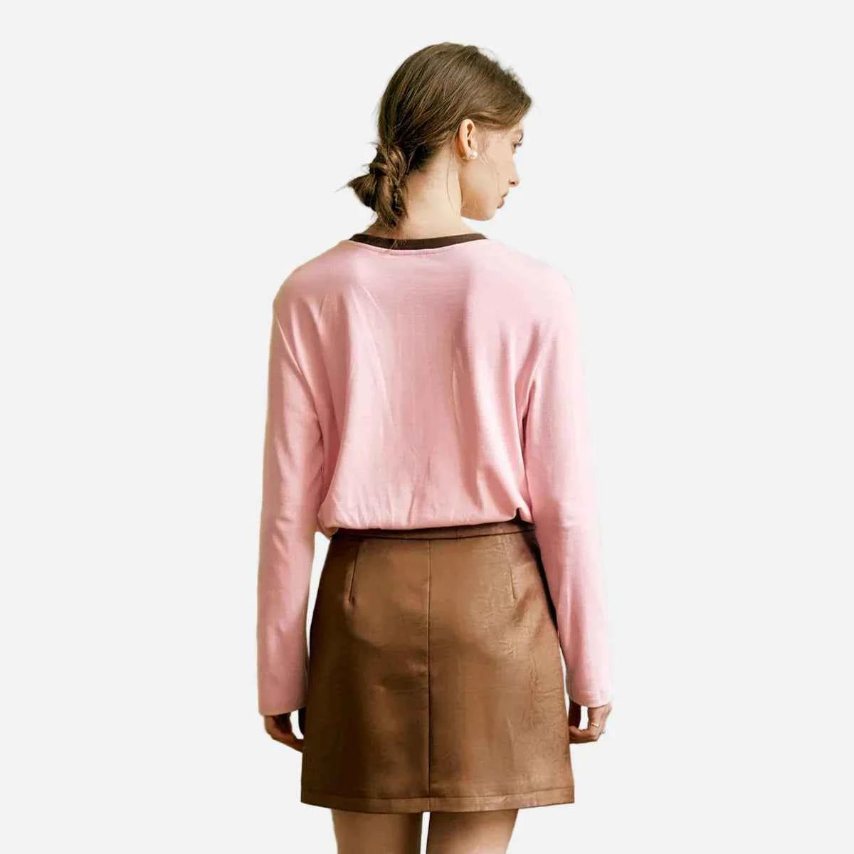 Soft Knit Crewneck Printed Long Sleeve T-Shirt