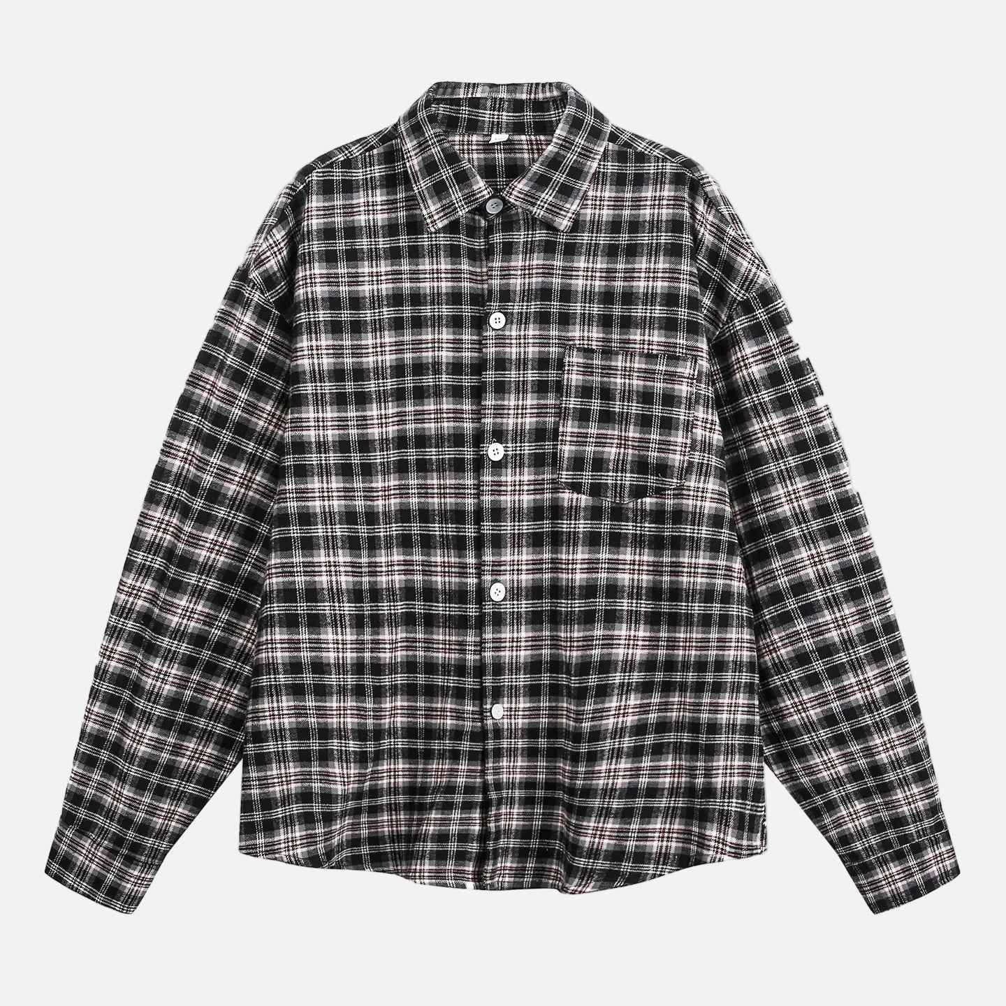 Retro Y2K Plaid Color Block Long Sleeve Shirt