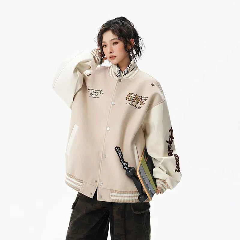 Casual Korean Style Loose Baseball Varsity Jacket