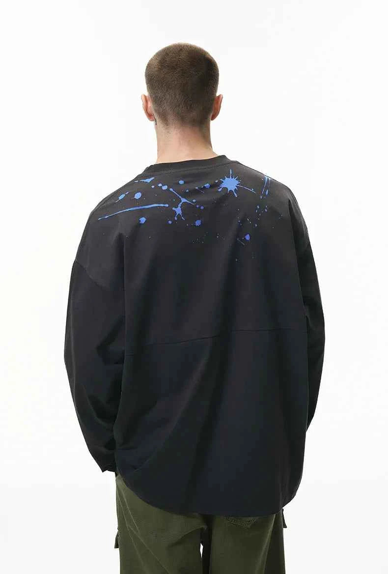 American Splatter Color Block Long Sleeve T-Shirt