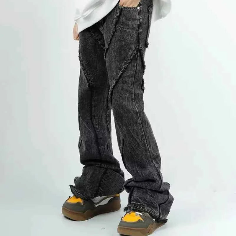 Cyber Washed Black Baggy Stacked Jeans