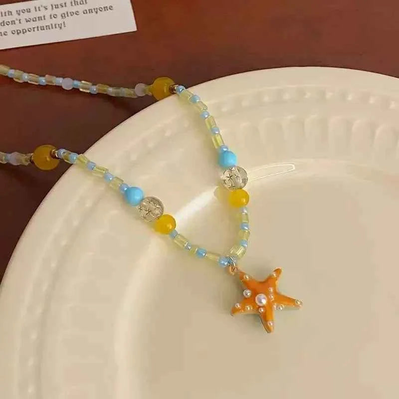 Y2K Aesthetic Colorful Starfish Pendant Necklace