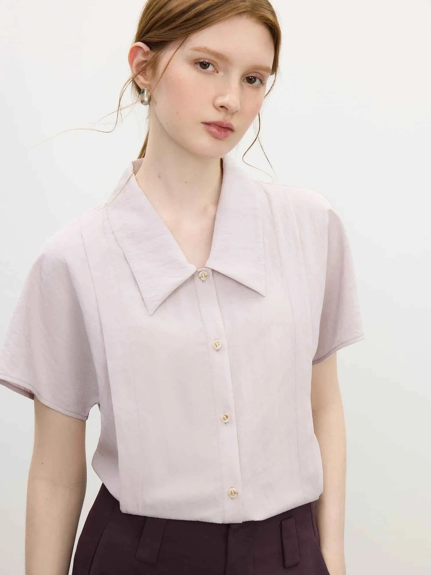 Women Classic Elegant Vintage Lapel Blouse Shirt