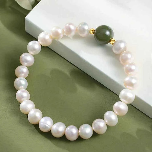 Stunning Jade Pearl Chinese Style Bracelet