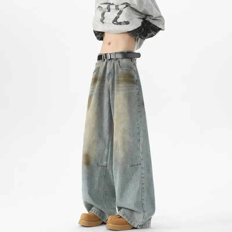 Baggy Wide Leg Vintage Wash Jeans