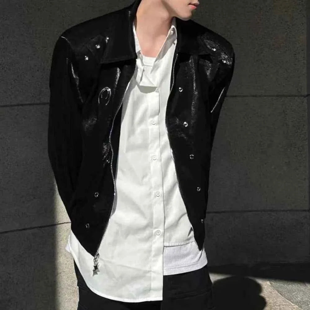 Origin Glossy Faux Leather Motorcycle Jacket