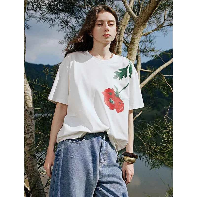 Versatile Lyocell Velvet Printed T-Shirt
