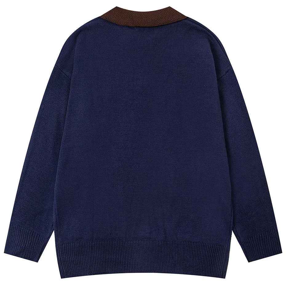 Y2K Cozy Flower Embroidered Casual Knit Sweater