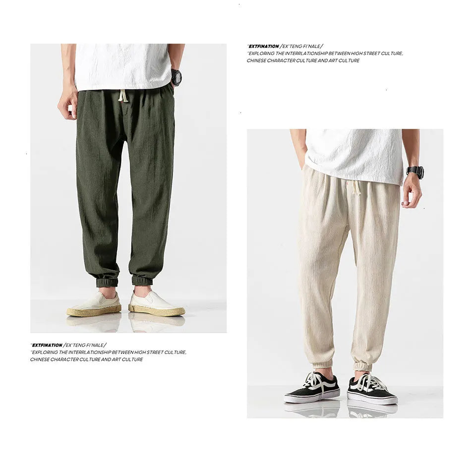 Drawstring Cropped Elastic Waist Casual Pants