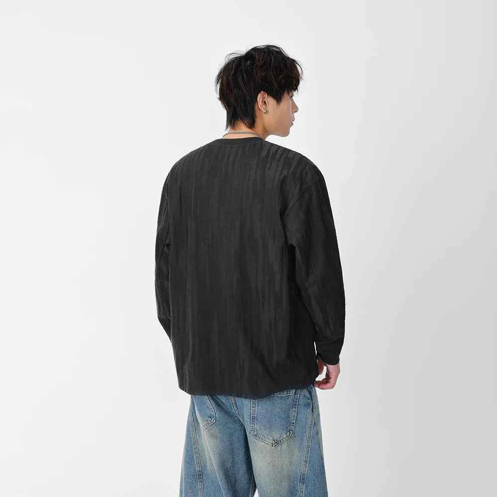 Comfortable Textured Crew Neck Long Sleeve T-Shirt