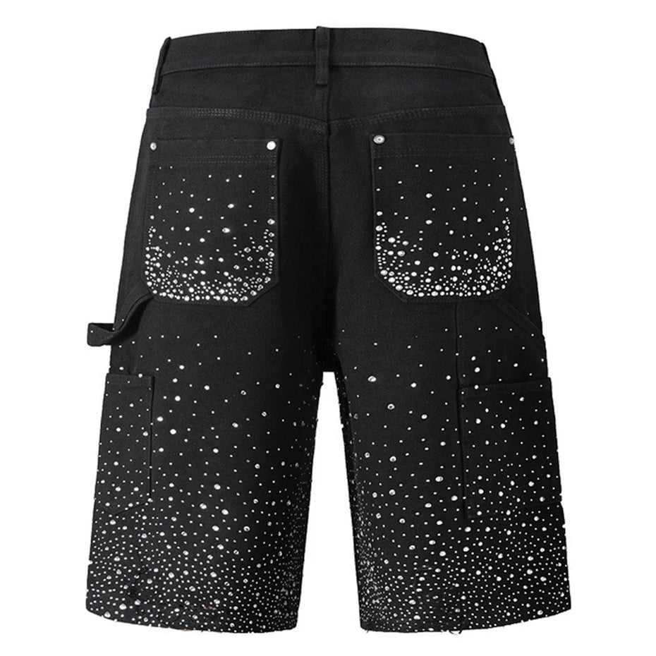 Streetwear Rhinestone Denim Shorts