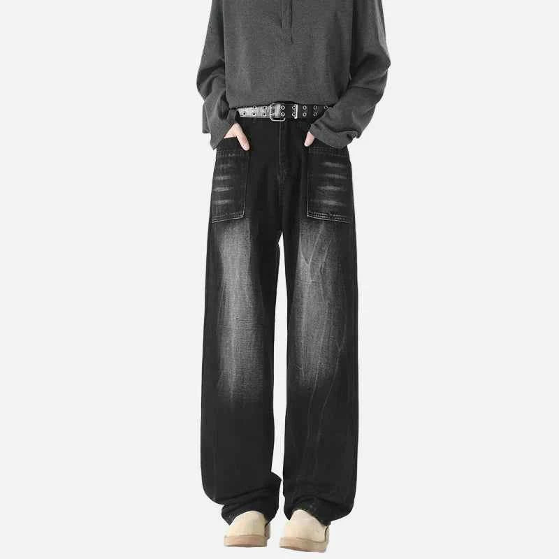 Streetwear Black Washed Baggy Denim Jeans
