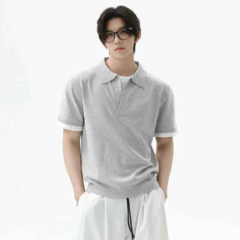 Cleanfit Lapel Contrast Color Casual Polo T-Shirt