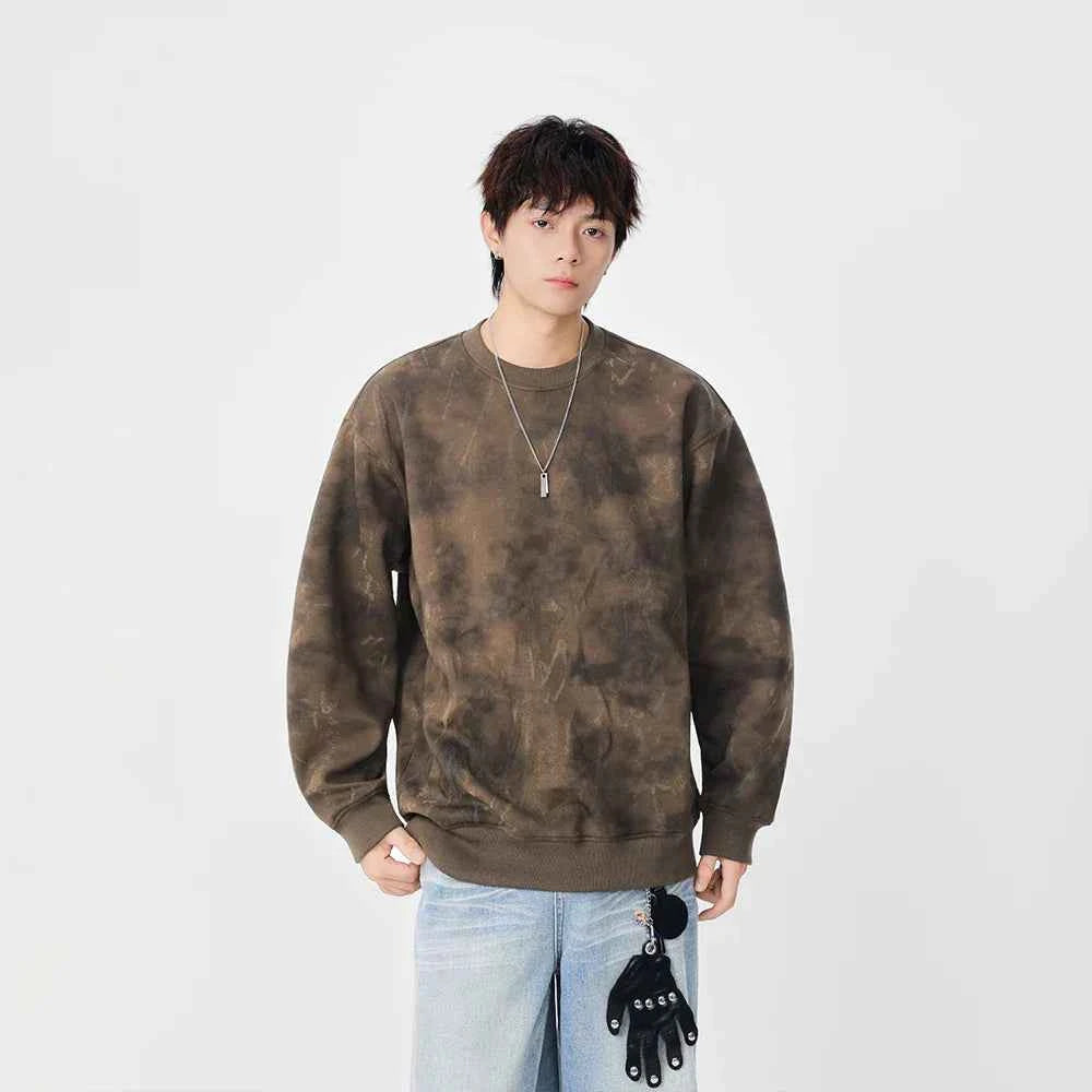 Comfortable Tiedye Crew Neck Sweatshirt