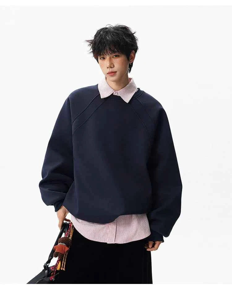 Solid Color Minimalist Round Neck Sweatshirt
