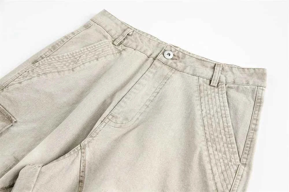 Streetwear Retro Distressed High Street Cargo Pants