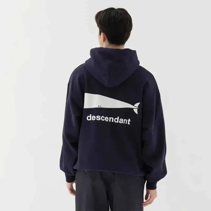 Whale Embroidered Casual Loose Japanese Hoodie