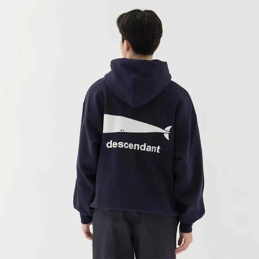 Whale Embroidered Casual Loose Japanese Hoodie