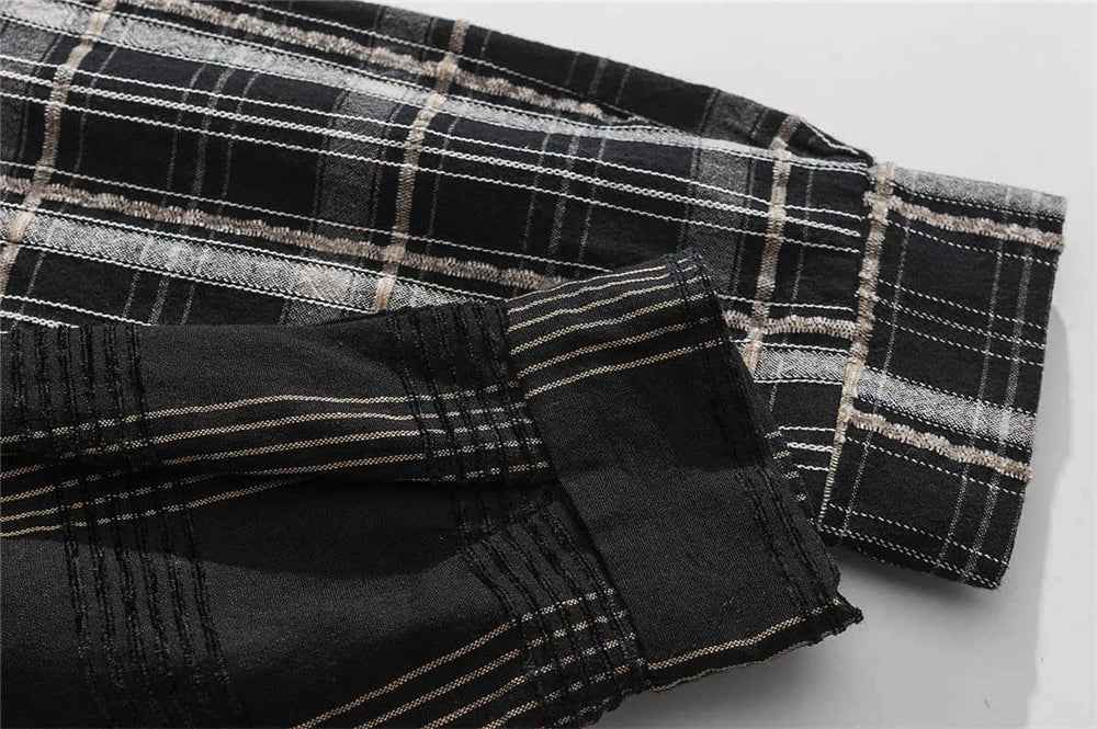Y2K Insulated Plaid Hip Hop Button-Up Casual Shirt