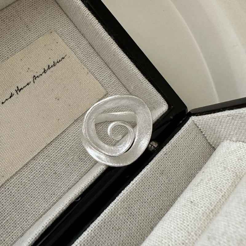 Matte Swirl Spiral Geometric Adjustable Ring