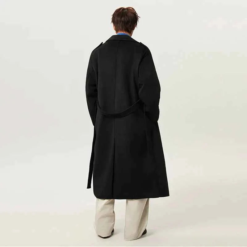 Y2K Belt Thick Double Breasted Woolen Coat